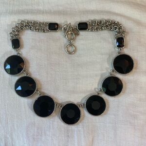 White House Black Market Black Faceted Glass‎ Statement Necklace